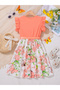 Girls Floral Print Ruffled Sleeve Midi Dress - 2