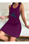 Purple Printed Sleeveless Nightdress - 4