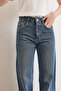 Women's Dark Blue Stone Detailed Front Washed Pipe Leg Jeans Jea-19000129 - 5