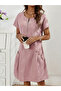 Light Pink Cotton A-Line Knee Length Dress - 2