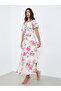Floral Short Sleeves Tiered Maxi Dress - 4