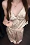 Kitty Beige 2-Piece Pajama Set with Straps and Long Pants