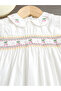 Girls White Ruffled Sleeve Embroidered Dress - 5