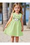 Girls Green Graphic Print Sleeveless Dress - 5