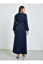 Navy Blue Embroidered Jalabiya with Inner Dress - 6