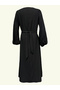فستان ماكسي أسود سادة بأكمام بالون - 5