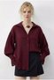 Women's Burgundy Ruffle Cuff Detailed Oversize Shirt 533 60286029 - 3