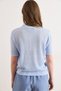 Women's Baby Blue Striped Detail Polo Neck Lace-Like Knit Knitwear Blouse Blz-19003227 - 6