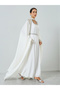 White Embellished Cape Kaftan and Dress Set - 3