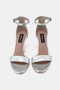 Women's Lamé Genuine Natural De Leather Nc Stiletto Heel Evening Dress Sandals with Additional Straps - 4