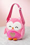 Girl's Pink Owl Figurine Plush Bag |   Cute Adjustable Strap Piece Shoulder and Crossbody Bag Piece Shoulder Set