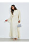 Cream Embellished Cape Sleeves Maxi Kaftan Dress
