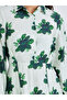 Green Floral Cuffed Sleeves Shirt Maxi Dress - 4