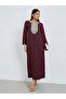 Burgundy Embroidered Yoke Jalabiya - 4