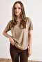 Women's Mink Bottom Oval Drapey Modal Button T-Shirt Tsh-19000957 - 5