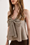 Women's Mink Strap Adjustable Front Bow Gingham Blouse Blz-19003272 - 5
