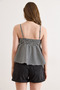 Women's Black Adjustable Strap Bow Front Gingham Blouse Blz-19003272 - 6
