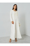 White Jacquard Long Sleeves Jalabiya - 3