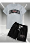 Brokleyn shorts t-shirt - shorts bottom top tracksuit set Printed Oversized crew neck
