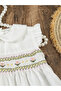Girls White Ruffled Sleeve Embroidered Dress - 4