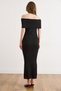 Women's Black Madonna Collar Corded Fabric Cotton Content Midi t Knit Dress Elb-19002603 - 6