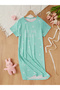 Girls Green Heart Print Short Sleeve Nightdress - 2