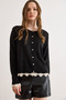 Women's Black Lace Detailed Fine Knit Cardigan Hrk-19000489 - 3