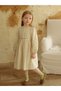 Girls Beige Floral Embroidered Long Sleeve Dress - 3