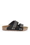 Black Glitter Velcro Women's Flat Slippers