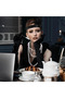 1920S Charleston Accessory Set – Pearl Necklace, Gloves, Holder, Black Headband - 3