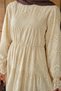 Women's Elastic Waist Embroidered Detail Dress Cream - 6