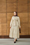 Women's Adjustable Waist Embroidery Detailed Suit Cream - 3