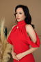 Atlas Fabric Shoulder Bag Detailed Pencil Dress - Red - 2