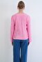 Pink V-Neck Ruffle Fabric Knitted Blouse with Tie Detail Alc-X15415 - 7
