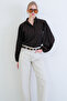 Bitter Coffee Judge Collar Buttoned Front Balloon Sleeve Ruffle Fabric Shirt Blouse Alc-X15405 - 3