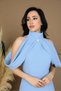 Atlas Fabric Shoulder Bag Detailed Pencil Dress - Baby Blue - 3