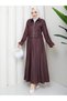 Pocket Detail Zippered Denim Jacket & Corset Skirt Hijab Suit Rc9033 - 4