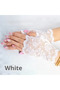 White Lace Fingerless Short Gloves - 4