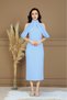 Atlas Fabric Shoulder Bag Detailed Pencil Dress - Baby Blue