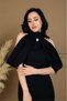 Atlas Shoulder Detail Pencil Long Dress - Black - 3
