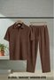 Ottoman Baggy Tracksuit and Buttoned Polo Collar T-Shirt Set Short-Sleeved Summer Casual 100% Cotton
