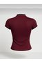 Mandarin Collar Dragon Motif Vintage Qipao Short Sleeve Claret Red Cropped - 3