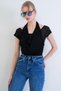Black Pool Collar Detailed Transparent Knitted Blouse Alc-X15395 - 3