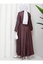 Pocket Detail Zippered Denim Jacket & Corset Skirt Hijab Suit Rc9033 - 6