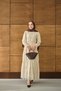 Women's Elastic Waist Embroidered Detail Dress Cream - 4