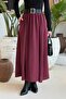 Pocket Detail Flared Skirt Burgundy - 4