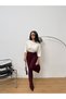 Women's High Waist Back Zip Detail Fabric Trousers - 5
