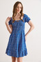 Women's Cobalt Blue Gipe Detailed Mini Woven Viscose Dress Elb-19002606 - 3