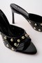 Helena Women's Stiletto Heels with Studded Pointed Toe and Metal Detail Slipper - 3