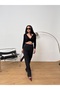 Women's High Waist Back Zip Detail Fabric Trousers